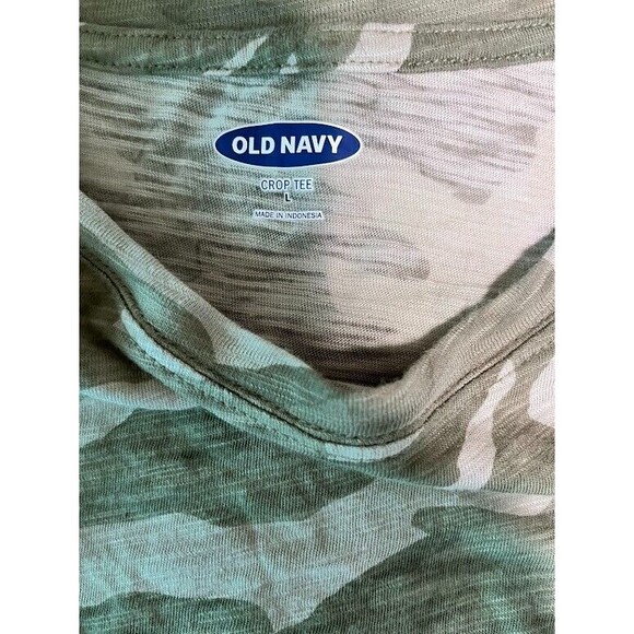 Old Navy Camouflage Streetwear Basic Round Neck Y2K Retro Crop Tee Shirt SZ L - Picture 3 of 5